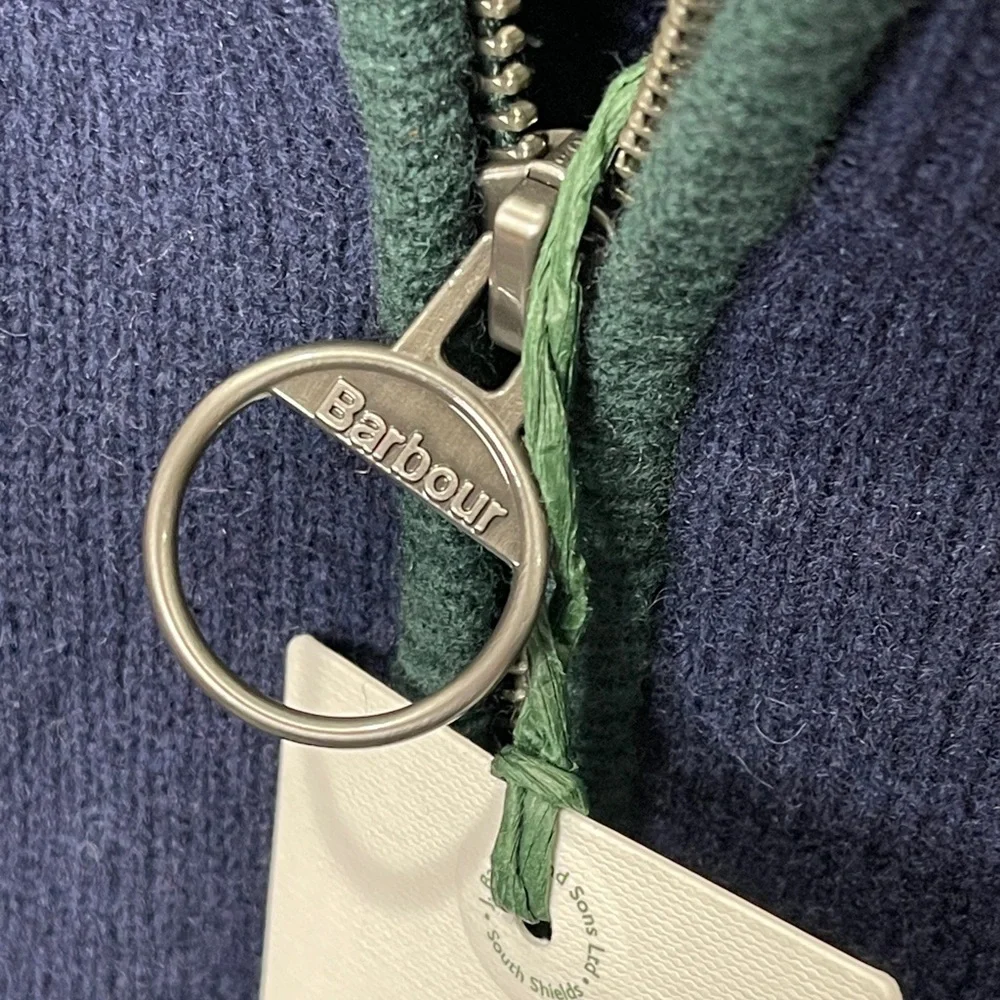 Barbour Hatfield Argyle 100% Wool Half Zip Knitted Sweater Jumper Navy Medium - Picture 11 of 11